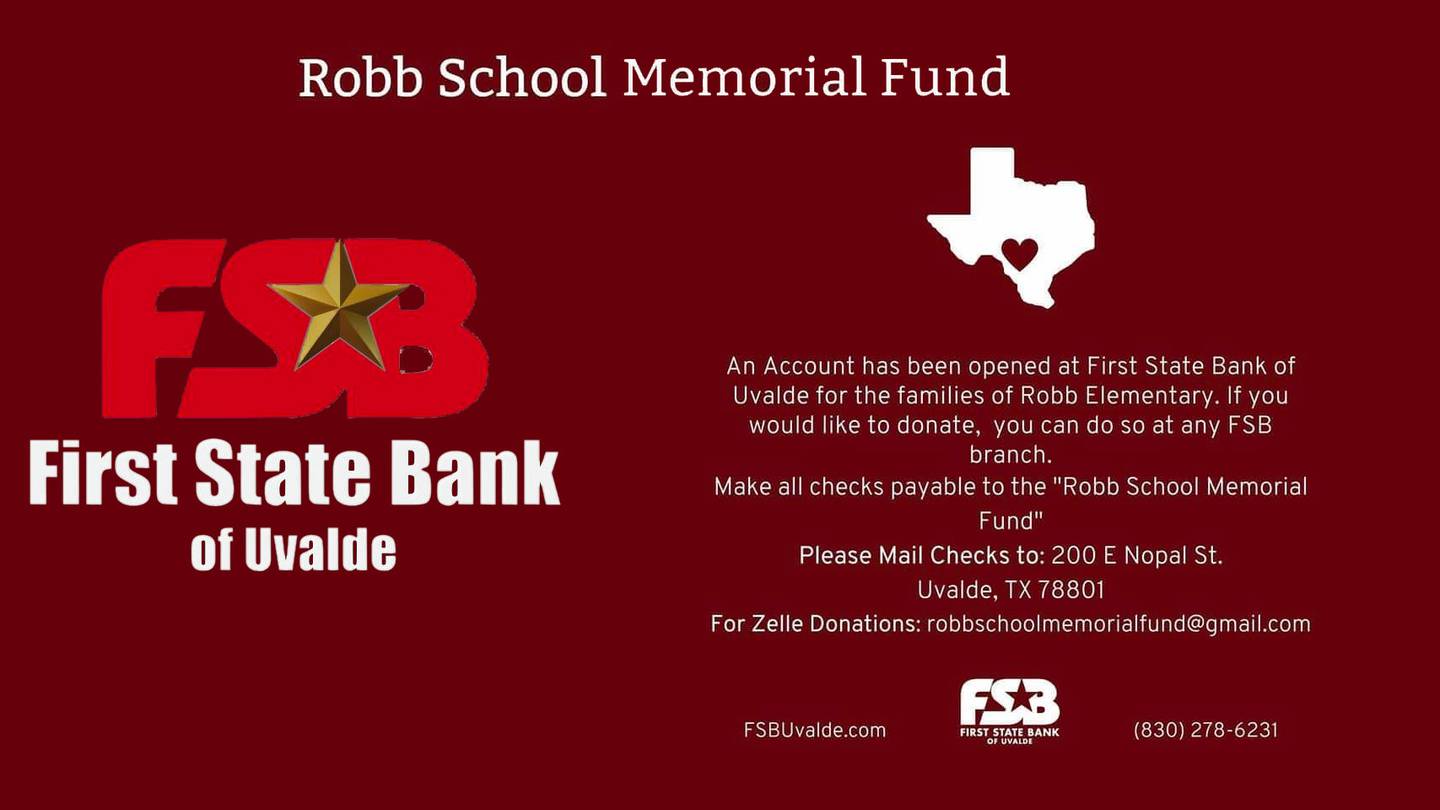 Help Uvalde Through First State Bank of Uvalde’s Robb School Memorial Fund