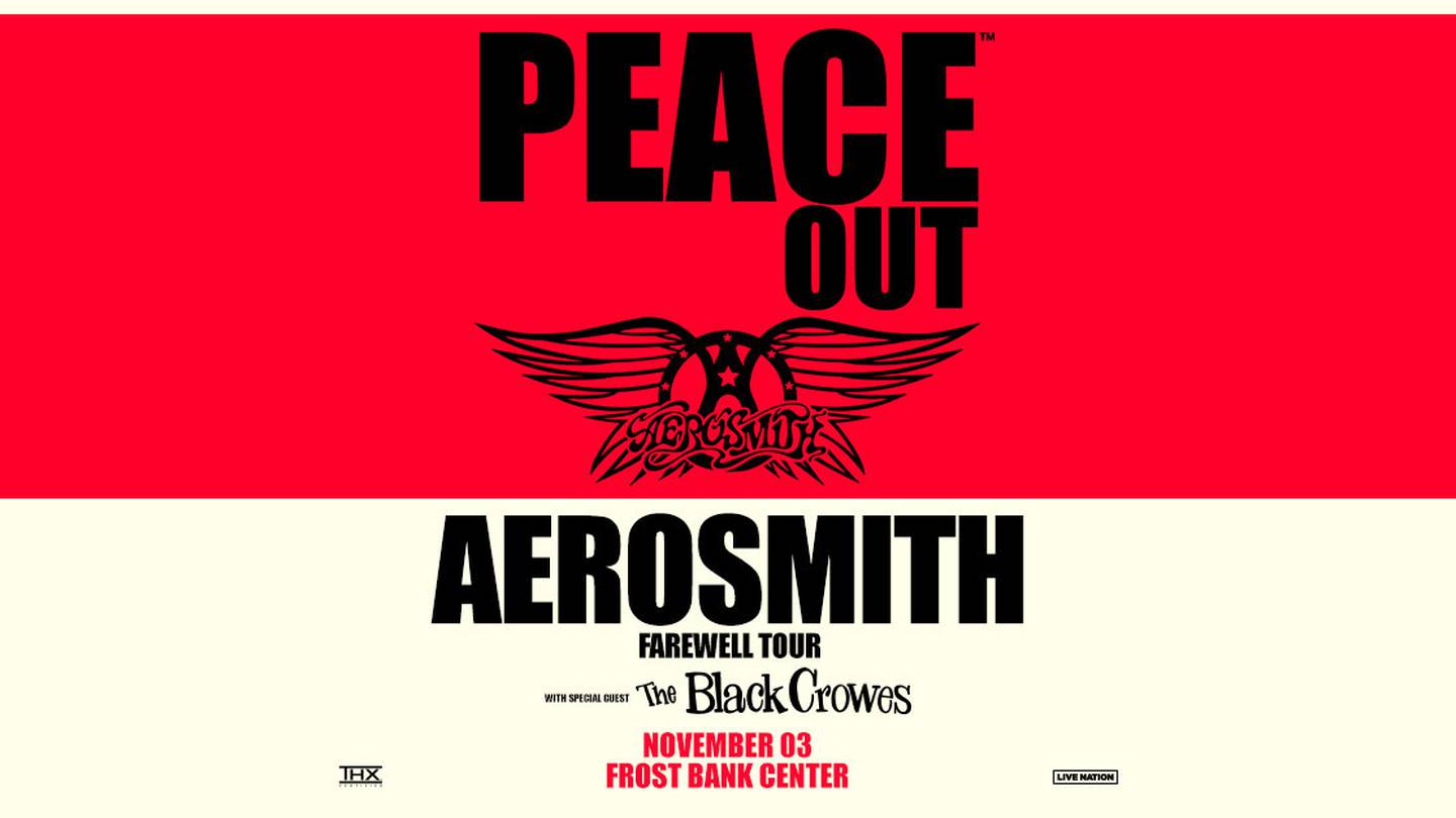 The rescheduled Aerosmith: Peace Out The Farewell Tour with the Black Crowes is coming to Frost Bank Center, November 3rd!
If you won tickets to the show, they will still be valid for the new date!