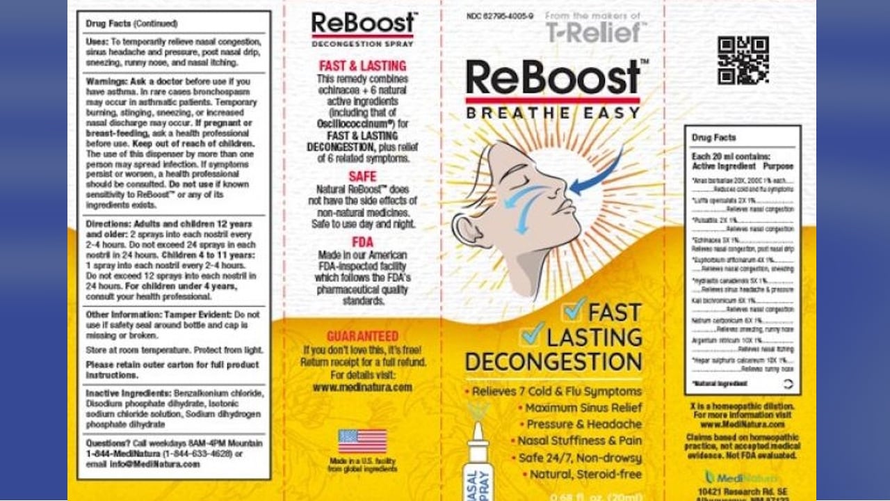 A New Mexico-based company is recalling its ReBoost Nasal Spray product.