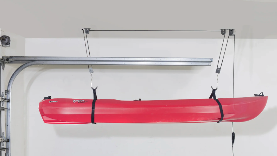 Hoist holding a boat